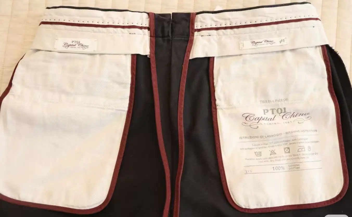 Finely crafted interior of the chino pants (Reverse)
