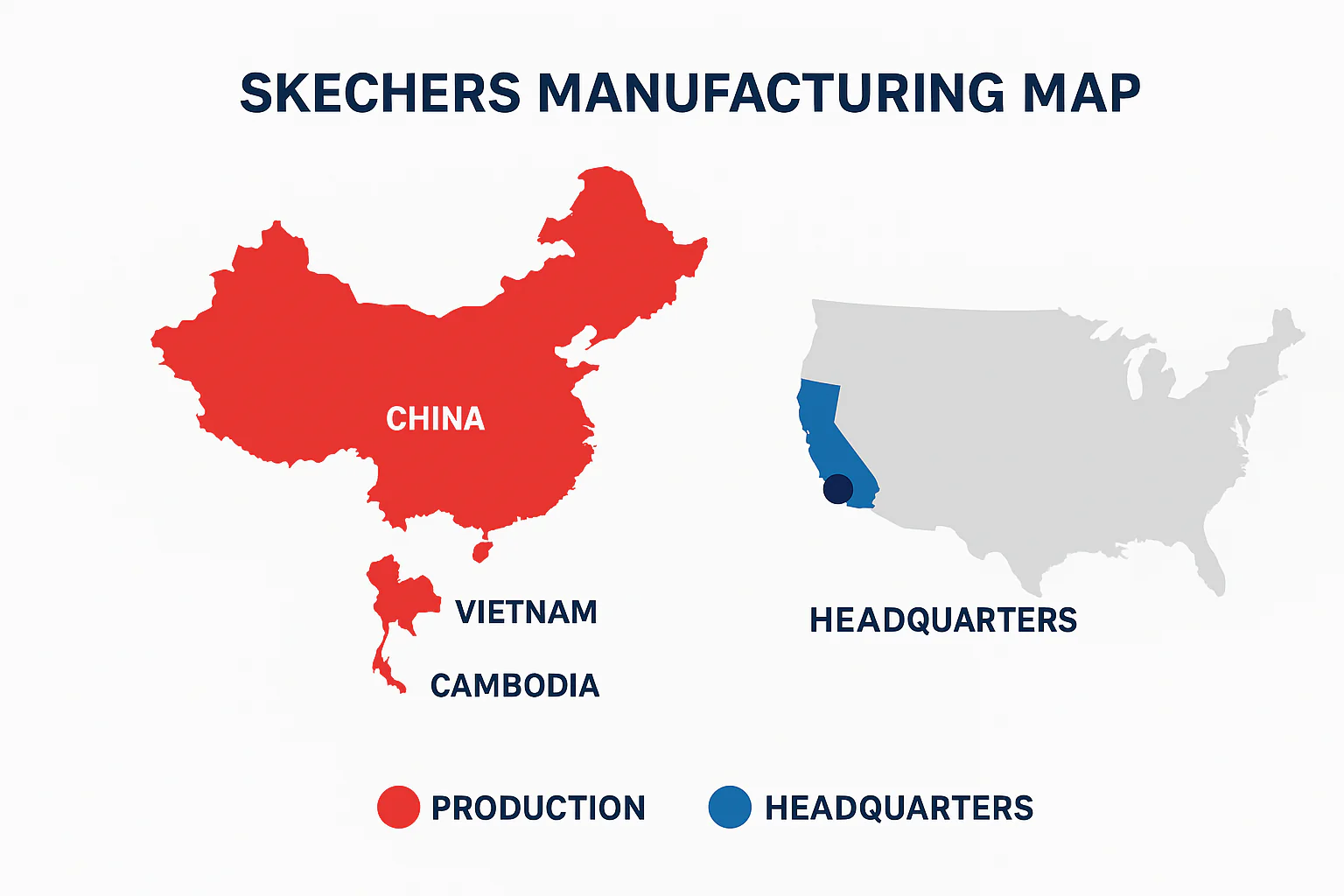 Skechers Manufacturing map