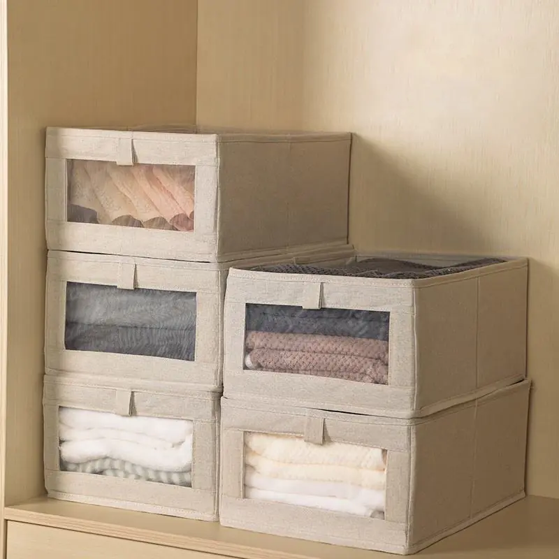 Fabric Foldable Storage Basket with Clear Window (3) 2026030505424165
